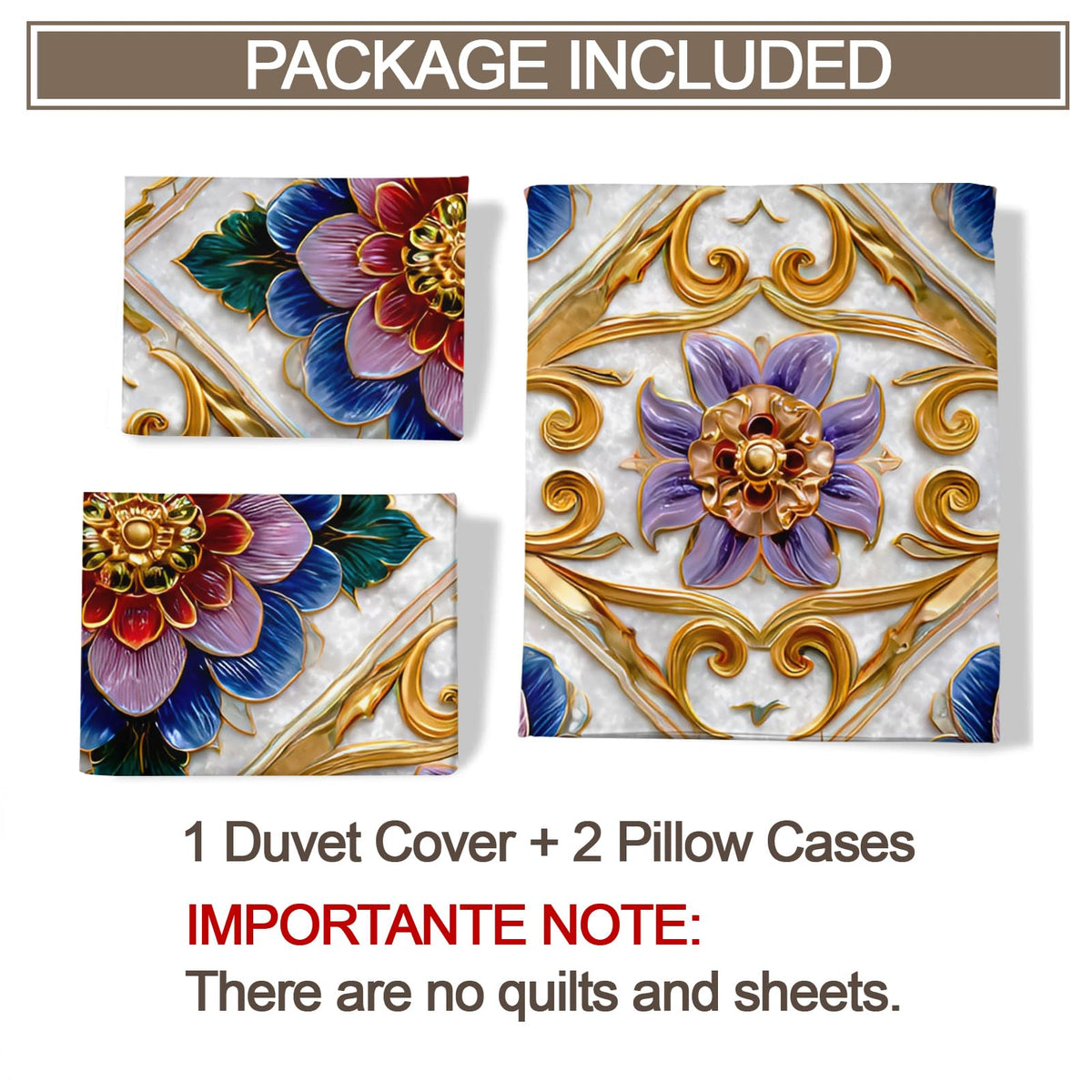 ZAMODE Floral Duvet Cover 120" x 98", Vintage Exotic Flower Bedding Set, Luxury Flowers Comforter Cover with Zipper Ties