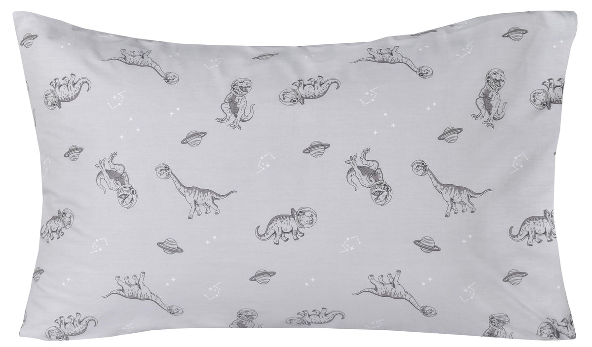 Scientific Sleep Gray Dinosaur Space Walk Universe Travel 100% Cotton 3 Pcs Twin Bed Sheet Set Kids Toddler Teen, Flat Sheet & Fitted Sheet & Pillowcase Kids Bedding Set Twin