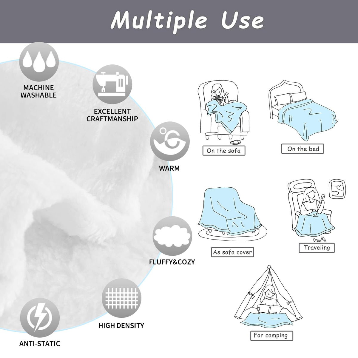 Bidesk Whimsical Tiger Blanket Soft Cozy Flannel Throw Blanket, Warm Yet Lightweight Half White, Half Orange Tigers Blankets for Travel, Couch, Bed, for Adults Women Men, Outdoor Comfort Wrap 60"×50"