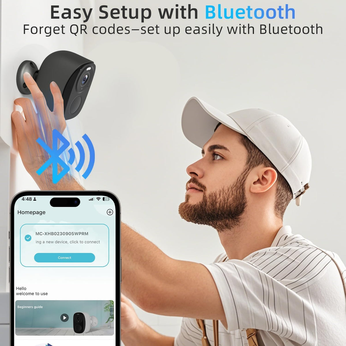 4Pack 5G/2.4G WiFi Security Cameras, 2K Security Cameras Wireless Outdoor Battery Powered with AI Motion Detection Siren Alarm, Color Night Vision, 2-Way Talk, IP65 Waterproof, Works w/Alexa, Cloud/SD