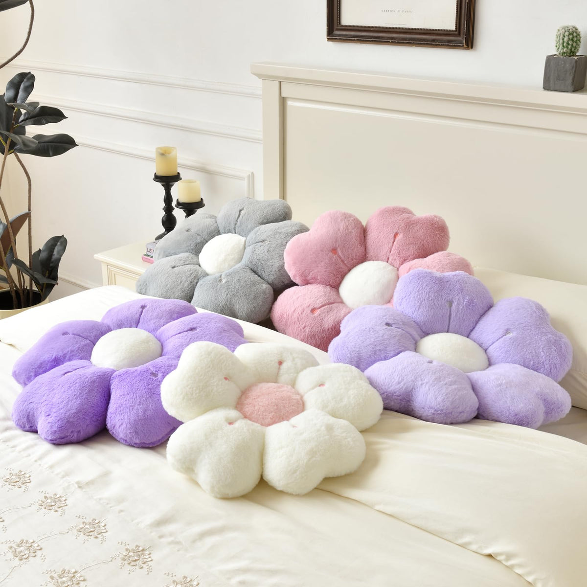 Ddliury Flower Pillow, Cute Decorative Throw Pillows for Couch Bed