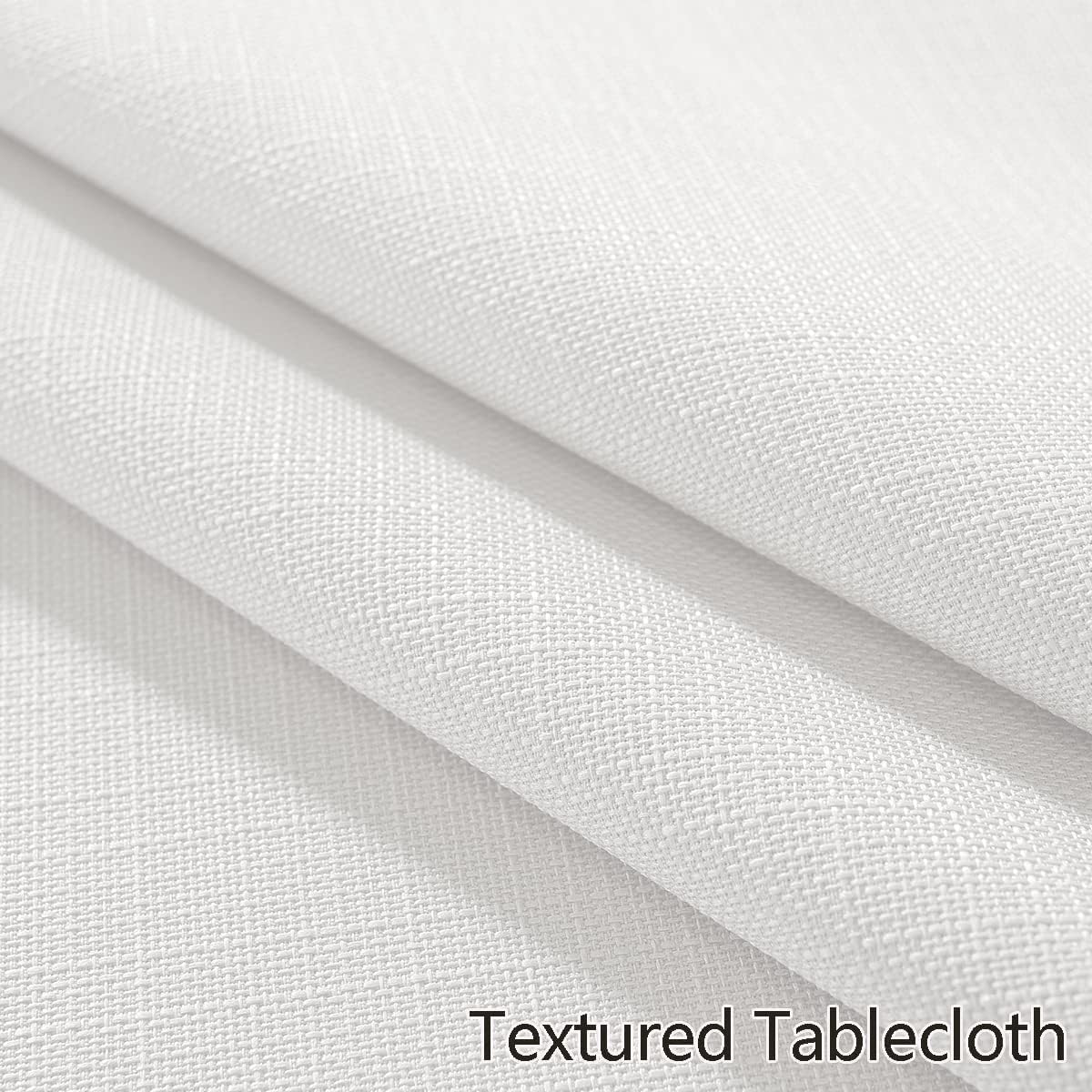Honellaty Faux Linen Rectangle Tablecloth, 200GSM Waterproof Washable Textured Woven Table Cloth, Fabric Table Cover for Dining, Party, Wedding, Indoor Outdoor (60 x 84 Inch Rectangular, White)