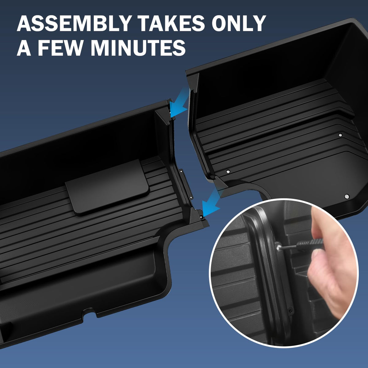 Abystar Under Seat Storage Box for Chevrolet Silverado & GMC Sierra 1500 2019ā2026, 2500HD 3500HD 2020ā2026, Rear Underseat Organizer, Hidden Tool Storage, No Drill Installation, Black
