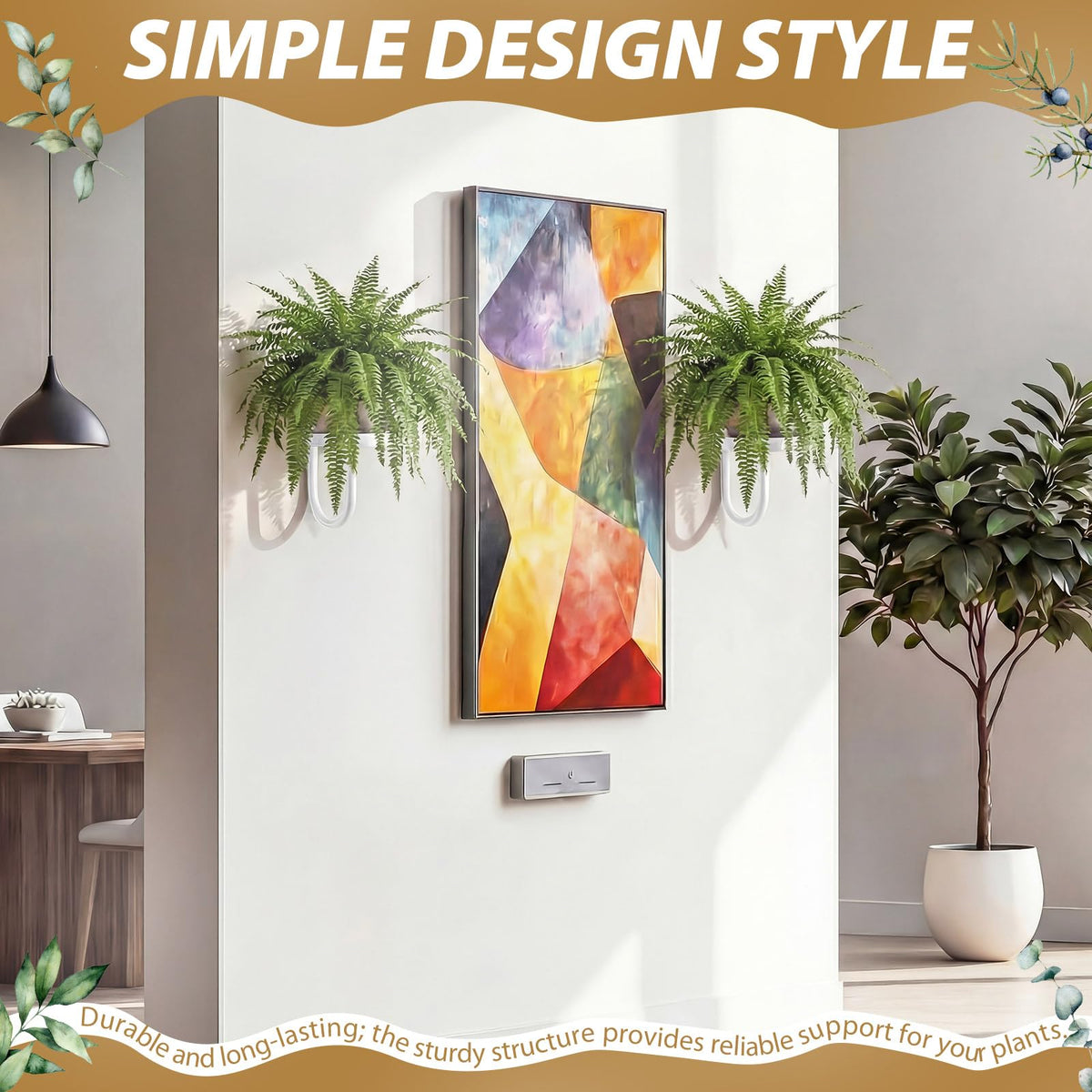 Otoolling 2 Pcs Hanging Planters for Indoor Plants Wall Plant Holder Plant Hanger Wall Planters Shelves Decor for Living Room Bathroom Window (White)