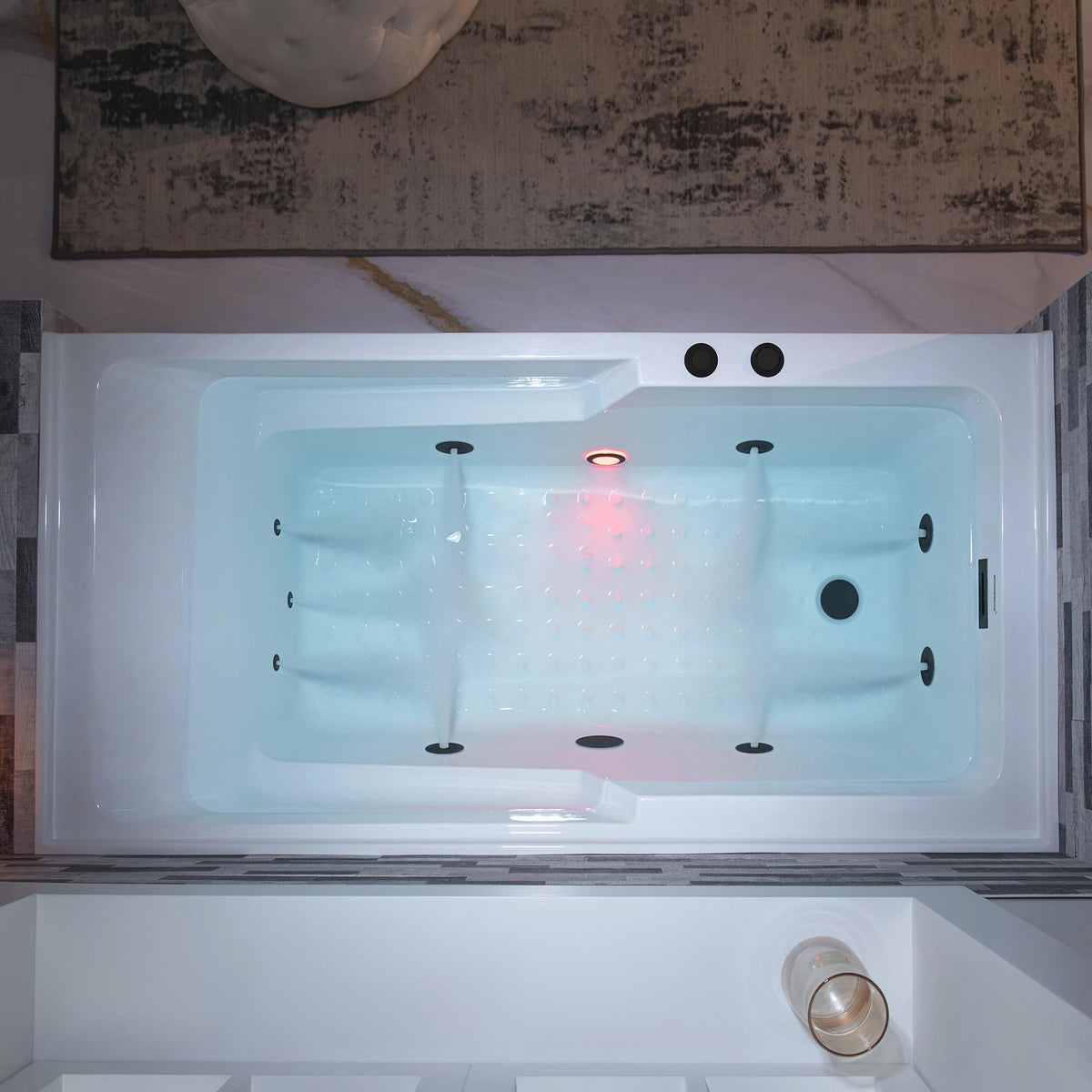 WOODBRIDGE 60" Alcove Acrylic Rectangular Whirlpool Heated Jetted Tub in White with Left Drain, Matte Black pop-up Drain Included BM6030L