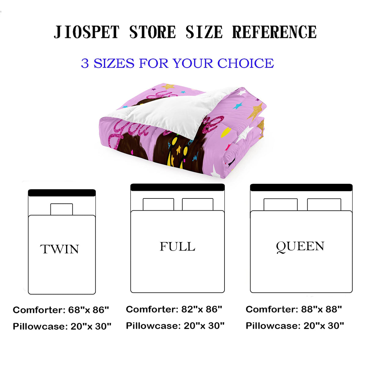 Jiospet Black Girl Comforter Sets Twin -African Girls Comforter for Kids Cute Bedding Sets for Princess Room Decor for Girls Bedroom