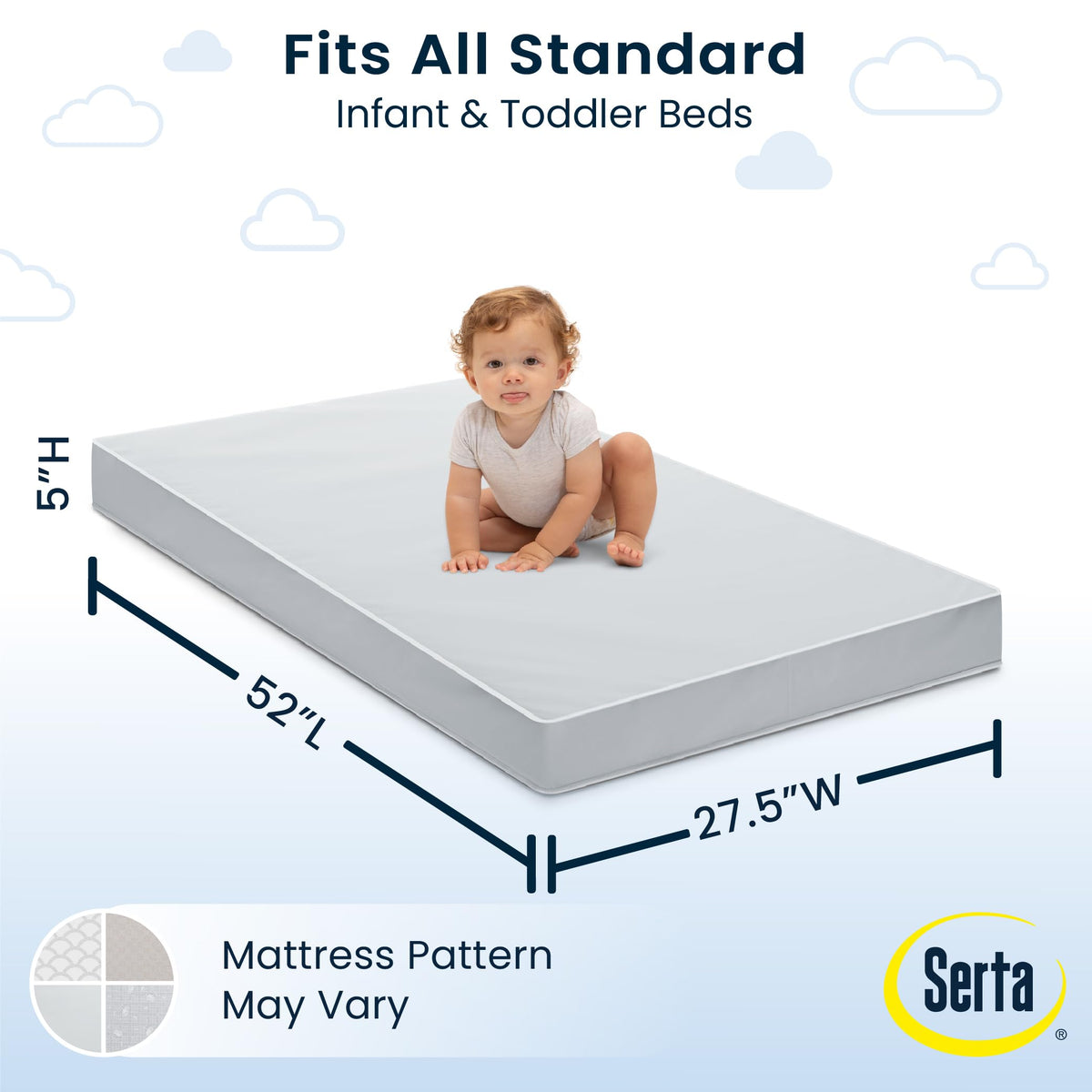 Serta Perfect Start Limited Dual Sided Baby Crib Mattress and Toddler Mattress, Breathable Fiber Core, GREENGUARD Gold Certified, Waterproof, 7 Year Warranty, Made in USA