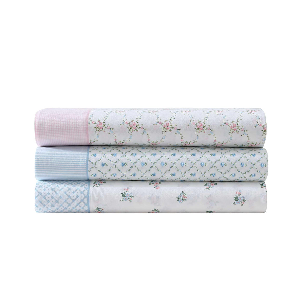 Laura Ashley – Twin Size Sheet Set, Crisp & Lightweight Cotton Percale Bedding with Fitted Sheet and Pillowcase, Floral Room Decor, Deep Pocket, College Dorm Room Essentials (Harperette Blue)