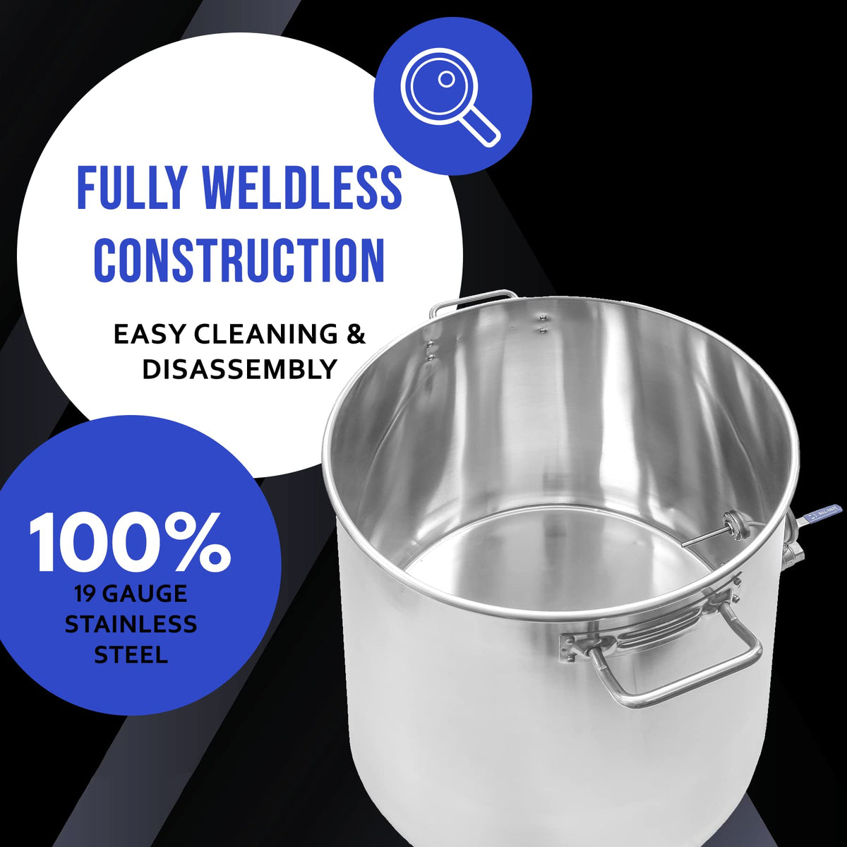 CONCORD Stainless Steel Home Brew Kettle Stock Pot (Weldless Fittings) (30 QT/ 7.5 Gal)