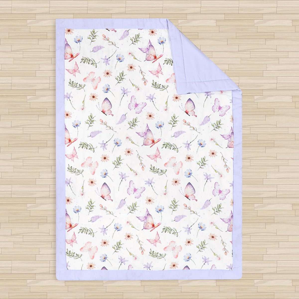Pea Pod Muslin Toddler Bedding Set 3-Piece - Soft Breathable Crib Bedding with Fitted Sheet, Quilt & Pillowcase for Infant & Kids Bed | Machine Washable Nursery Bed Set (Butterfly)