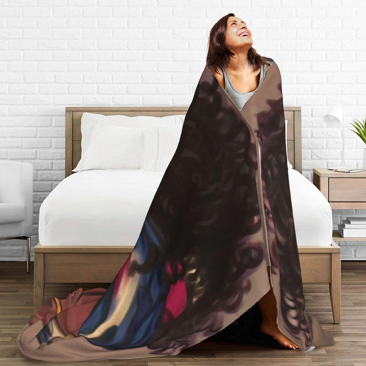 Abucaky African American Black Girl Fleece Throw Blanket Ultra Soft Cozy Afro Woman Decorative Flannel Blanket for Home Bed Couch Chair Travel 50x40in