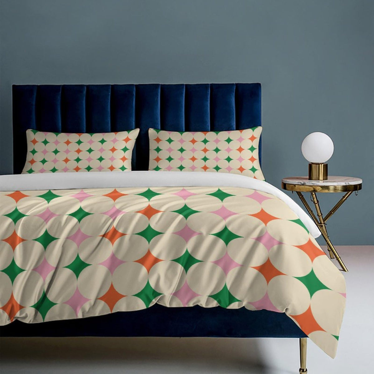Focusbrite Modern Mid Century Duvet Cover, Vintage Geometry Bedding Sets Soft Comforter Cover,Aesthetic Abstract Art Bedding 3 Piece (1 Duvet Cover 86"x70" + 2 Pillow Sham 20"x30")