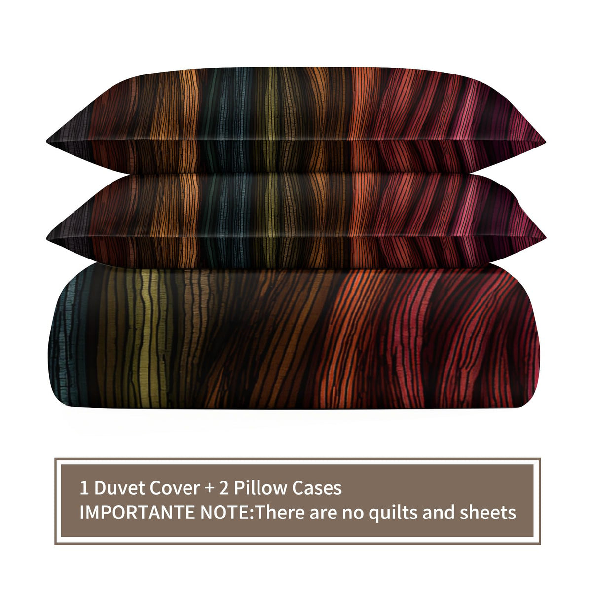 ZAOMIR Modern Abstract Wavy Stripe Dark Duvet Cover Twin Size, Boho Colorful Stripe Bedding Set 3 Piece, Ethnic Geometric Patterned Comforter Cover with Zipper Soft Microfiber, 2 Pillowcases