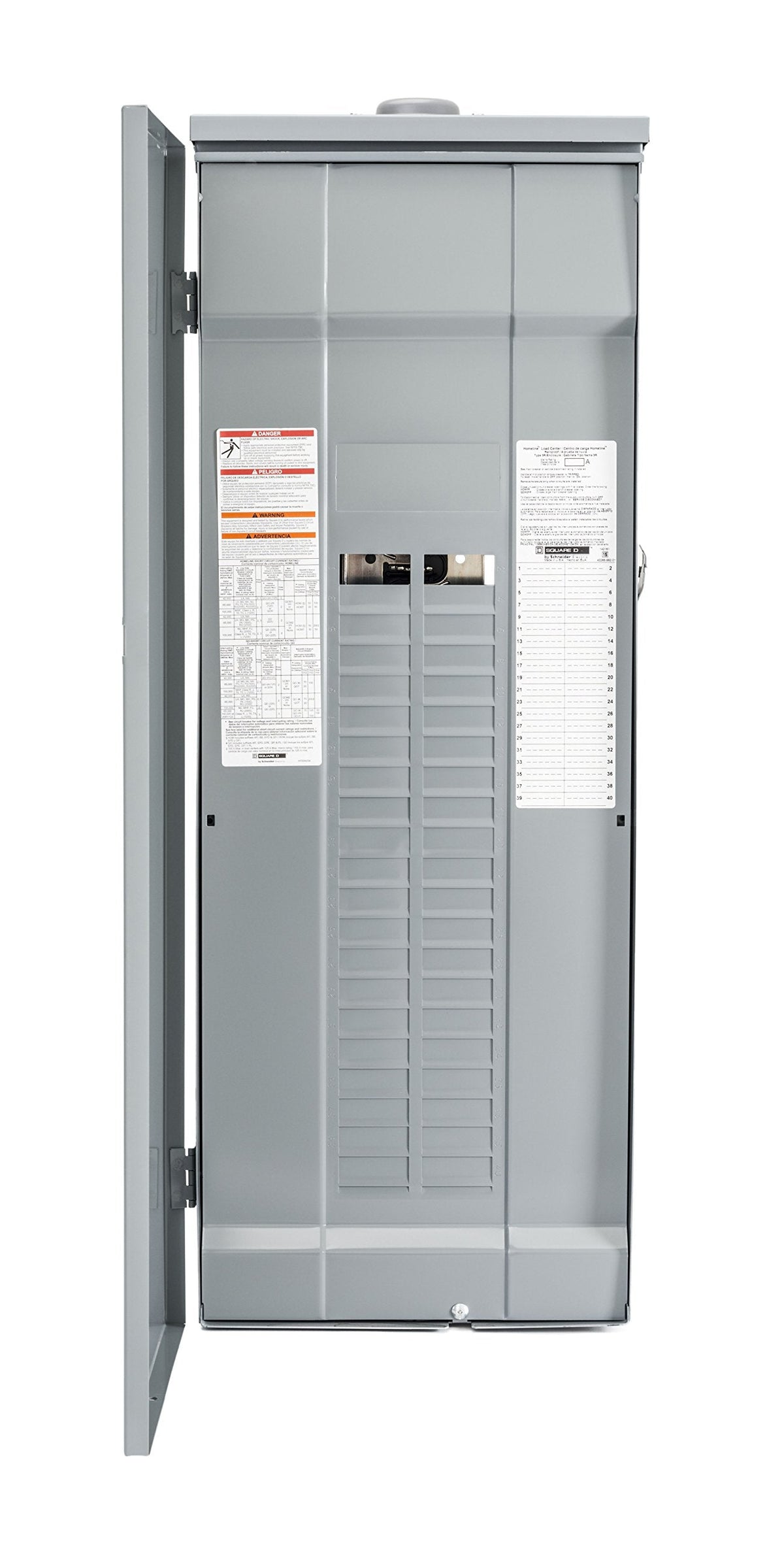 Square D - HOM4284L225PRB Homeline 225-Amp 42-Space 84-Circuit Outdoor Main Lugs Load Center with Cover, Plug-on Neutral Ready