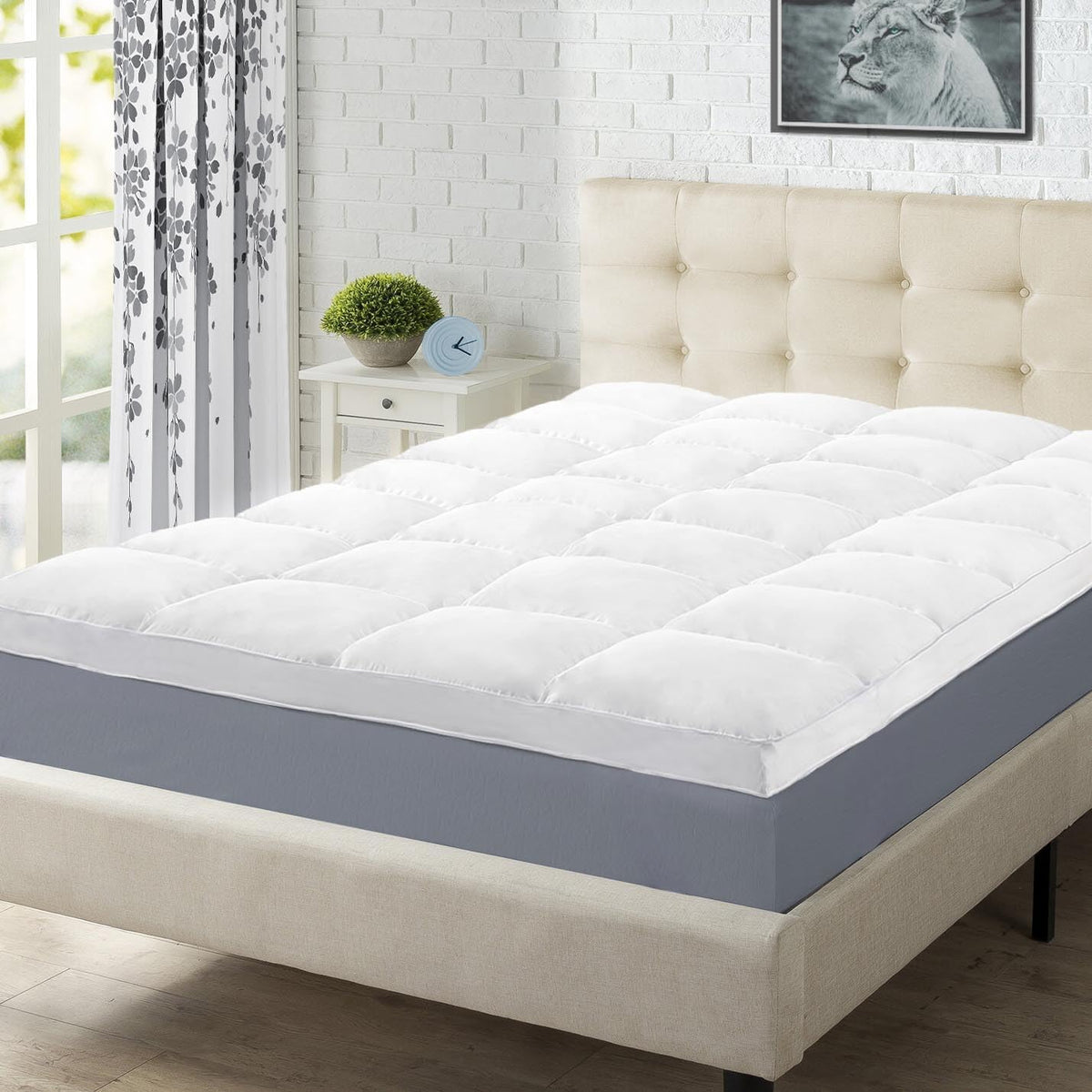 Superior Mattress Topper, Down Alternative, 2 Inch Deep Sized Bed Pillow Top, Comfort Pad, Fluffy Mattress-Topper Protector, Plush Cooling Extra Soft, Hotel Quality, Sleep, All-Season, Twin, White