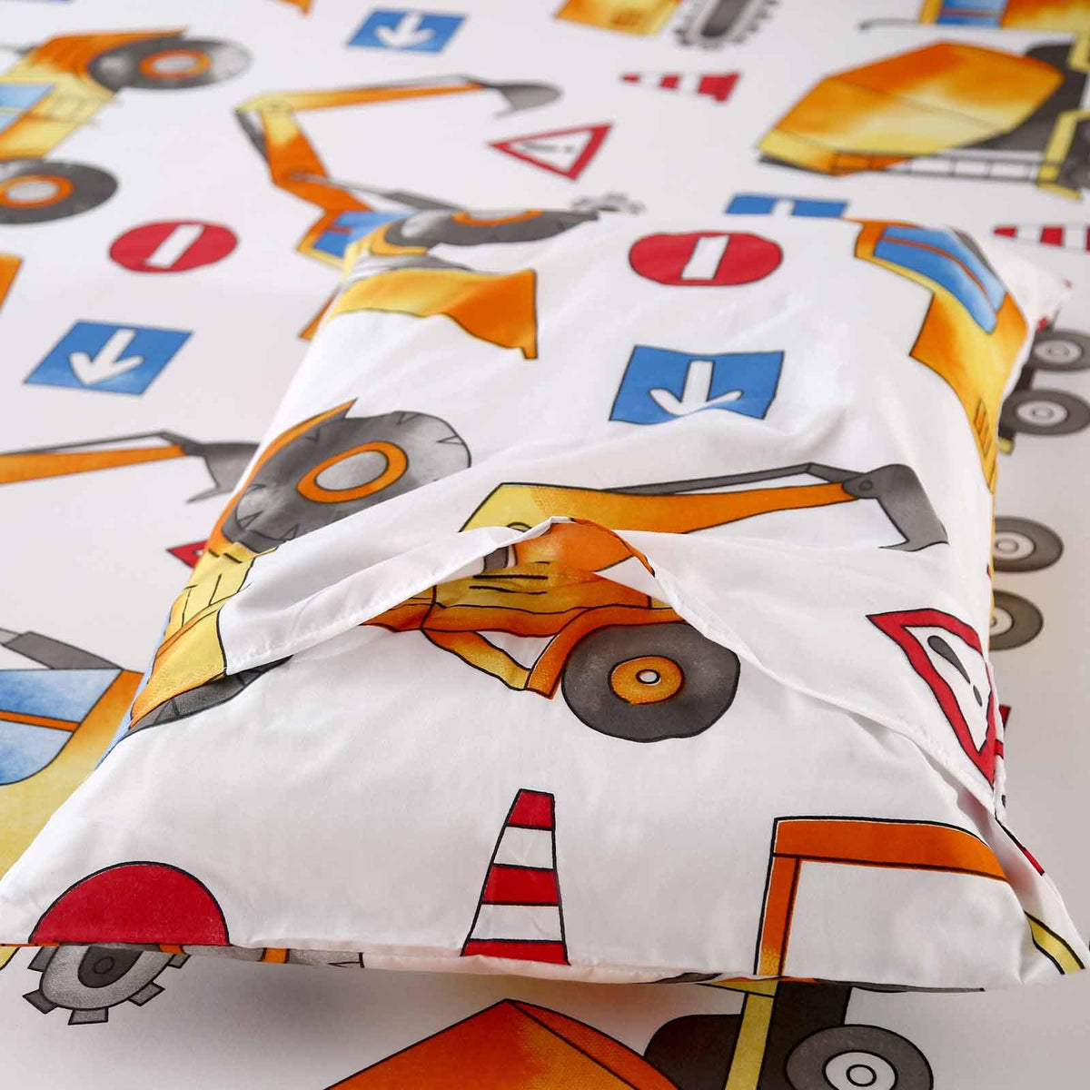 SDY 4 Pieces Construction Sheets Queen,Cozy Construction Sheets for Boys Girls Kids Cars Sheet Set Included 1 FittedSheet with 14'' Deep Pocket + 1 Top FlatSheet + 2 Pillowcases
