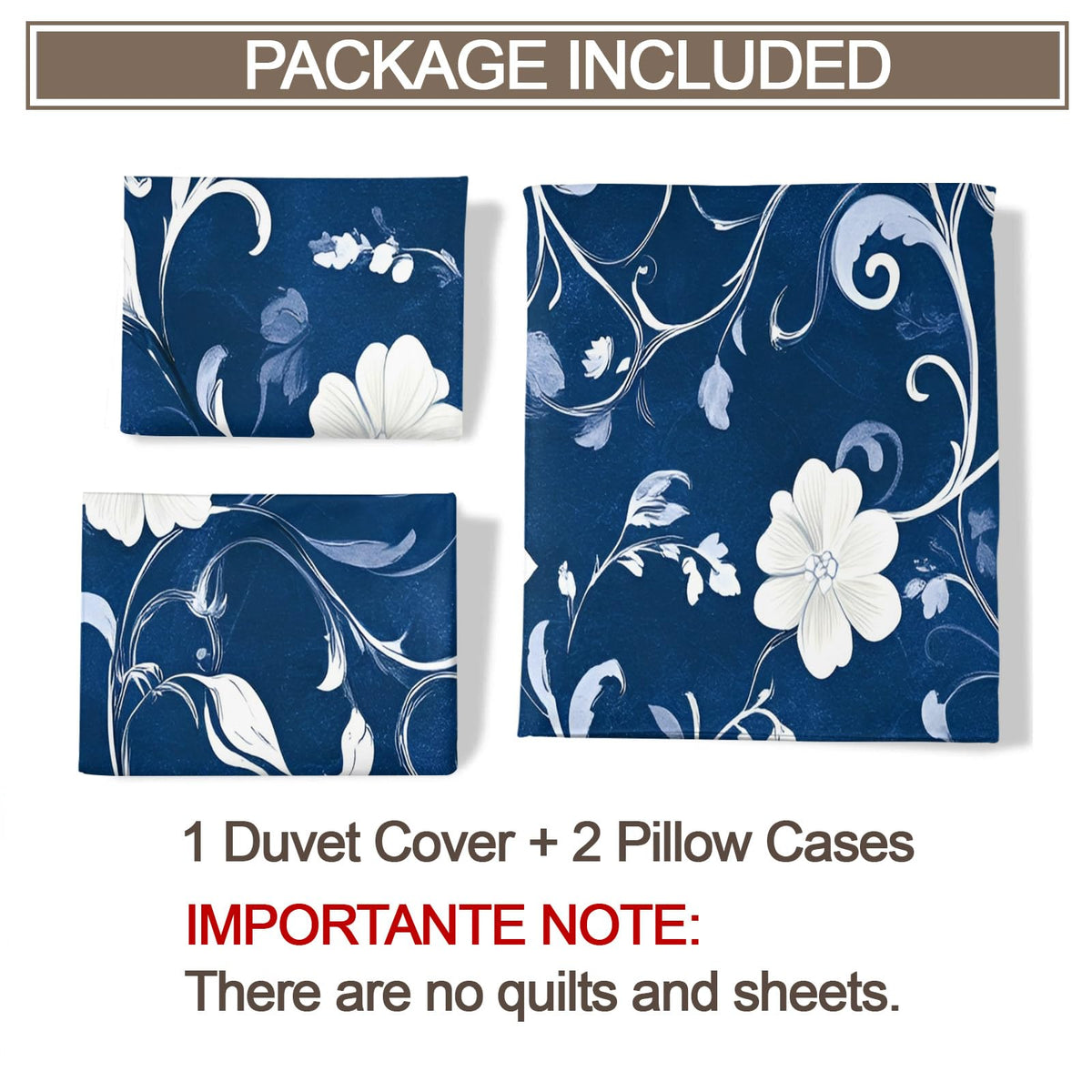 ZAMODE Floral Duvet Cover Oversized King Size, Navy Blue Comforter Cover 120" x 98", Boho Flower Bedding Set with 2 Pillowcases
