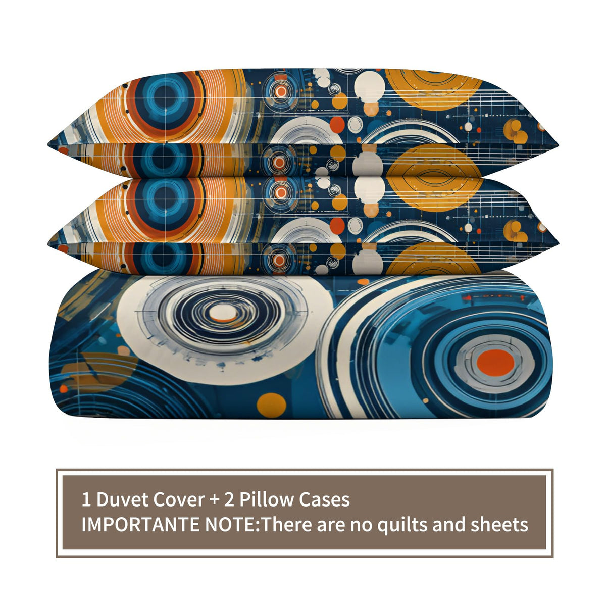 ZAOMIR Modern Abstract Circle Duvet Cover Twin Size, Colourful Disc Bedding Set 3 Piece, Hippie Hip Hop Patterned Comforter Cover with Zipper Soft Microfiber, 2 Pillowcases