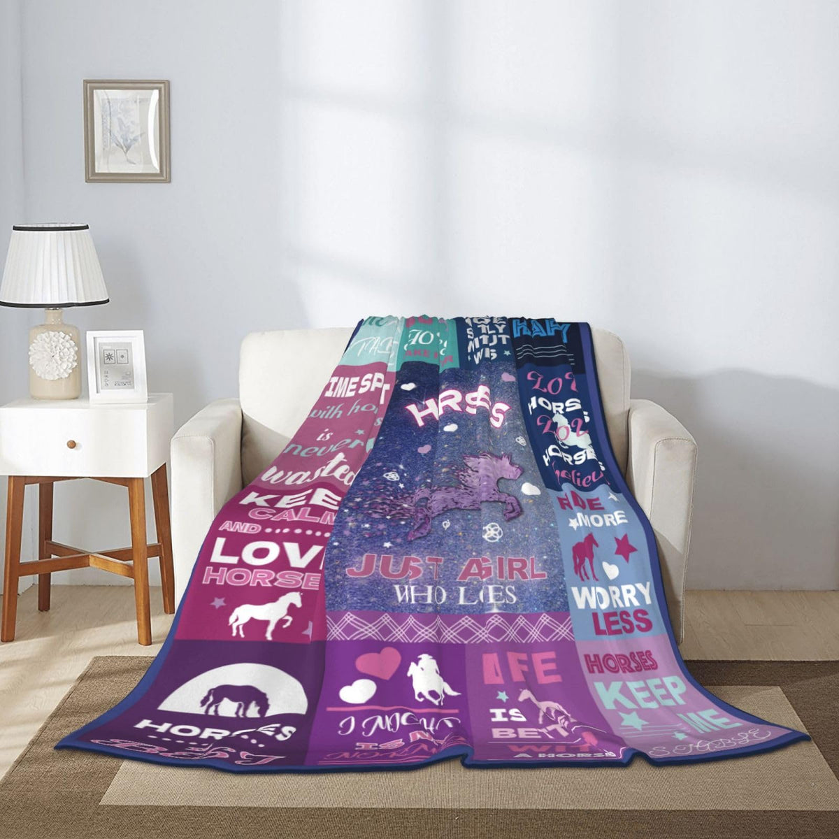 yhogxte Horse Gifts for Horse Lovers Girls Women, Just A Girl Who Loves Horses Christmas Blankets 50"x40"