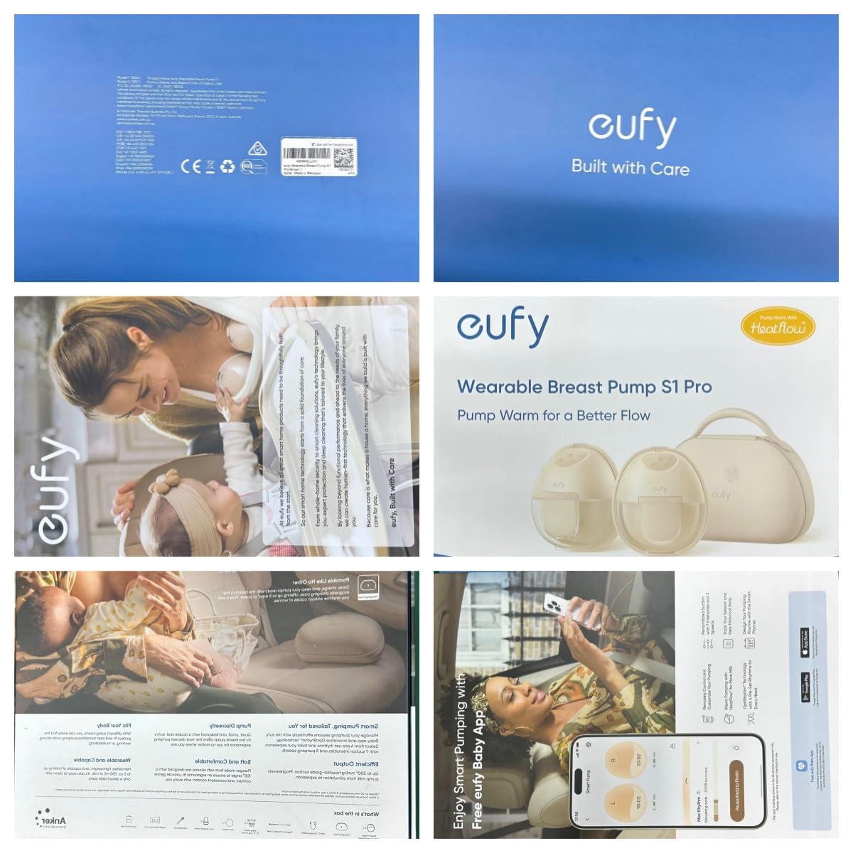 eufy Security Heated Wearable Breast Pump S1 Pro, Slim Hands-Free with Industry-Leading HeatFlow Tech, Wireless Charging Case, App-Controlled OptiRhythm, 300 mmHg Strong Suction, in-Bra Use