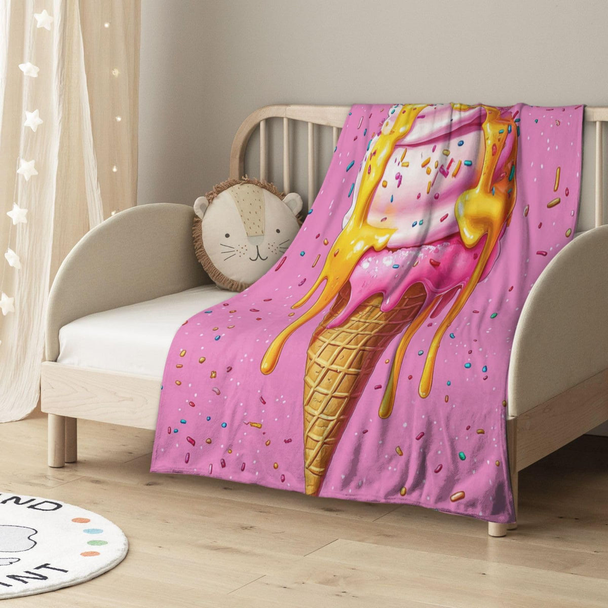 CDSASHCA Flannel Fleece Blanket,Dessert Dreams,Colorful Ice Cream Pattern, Cozy for Sweet Tooth Lovers, Machine-Washable, Cheerful Kitchen Accessory,Light and Warm,Gifts for Classmate 30X40 inch