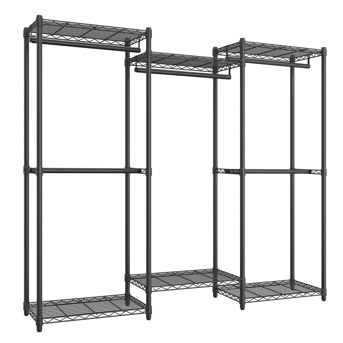 SONGMICS Heavy-Duty Clothes Rack, Garment Rack, Portable Closet, 68.7-Inch Wide Clothing Rack with Adjustable Mesh Shelves and Hanging Rails, Ink Black ULGR433B01