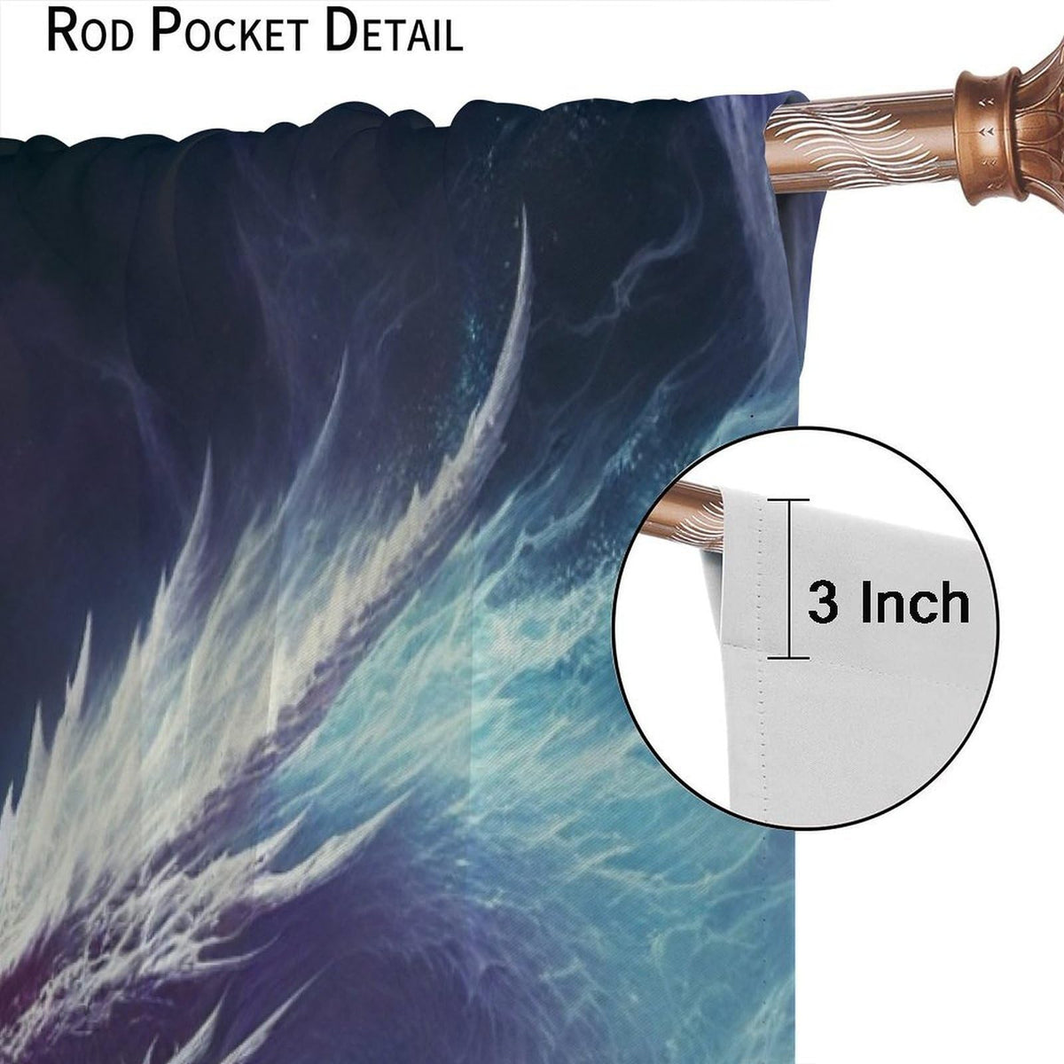 Dragon Blackout Curtains, Fire and Ice Fantasy Blue Red Dragon Home Decor for Boys Girls Teen Bedroom Living Room Kitchen Window Treatment 2 Panels Set Total Size 42" W X 63" L Inch