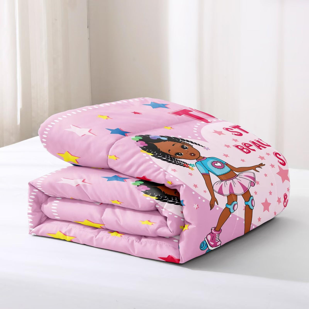 GRAT TIOC Black Girl Comforter Set Twin Size for Kids Teens,Girls Comforter Sets,Black Girl Magic Bedding Set,African American Princess Bed Bedroom Set