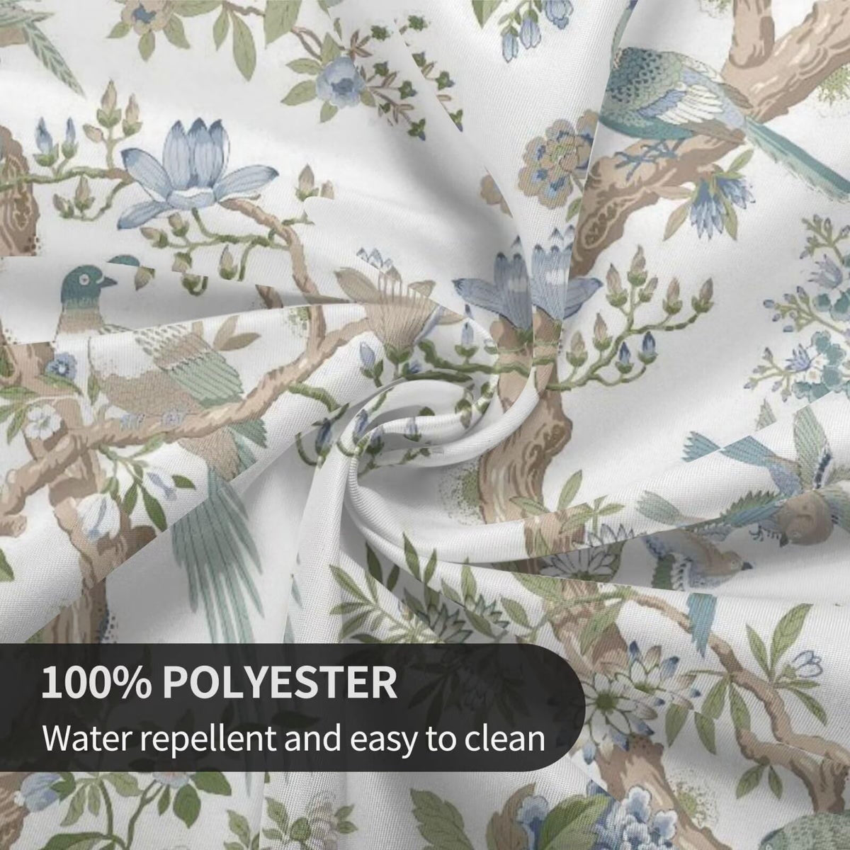 Jecuwo Spring Chinoiserie Floral Square Tablecloth 54 Inch Bird Tree Flower Pattern Table Cover Sage Green Blue Branch Washable Decoration Tablecloth Indoor and Outdoor Dining Table Home Party Decor