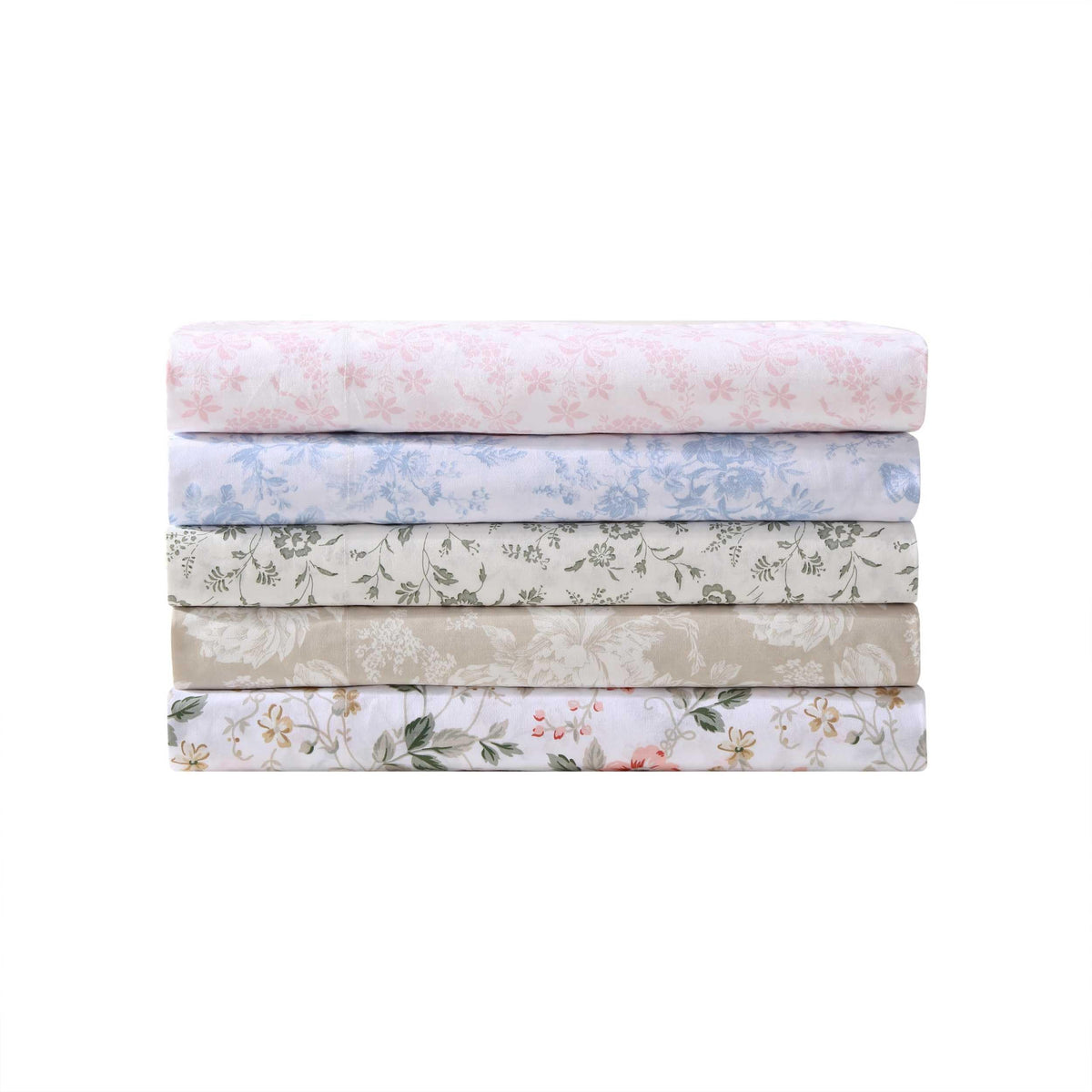 Laura Ashley - King Sheet Set, Crisp & Cool Cotton Percale Bedding with Deep Pockets, Lightweight for Year Round Comfort, Bed Sheets with Matching Pillowcases (Miranda Green)