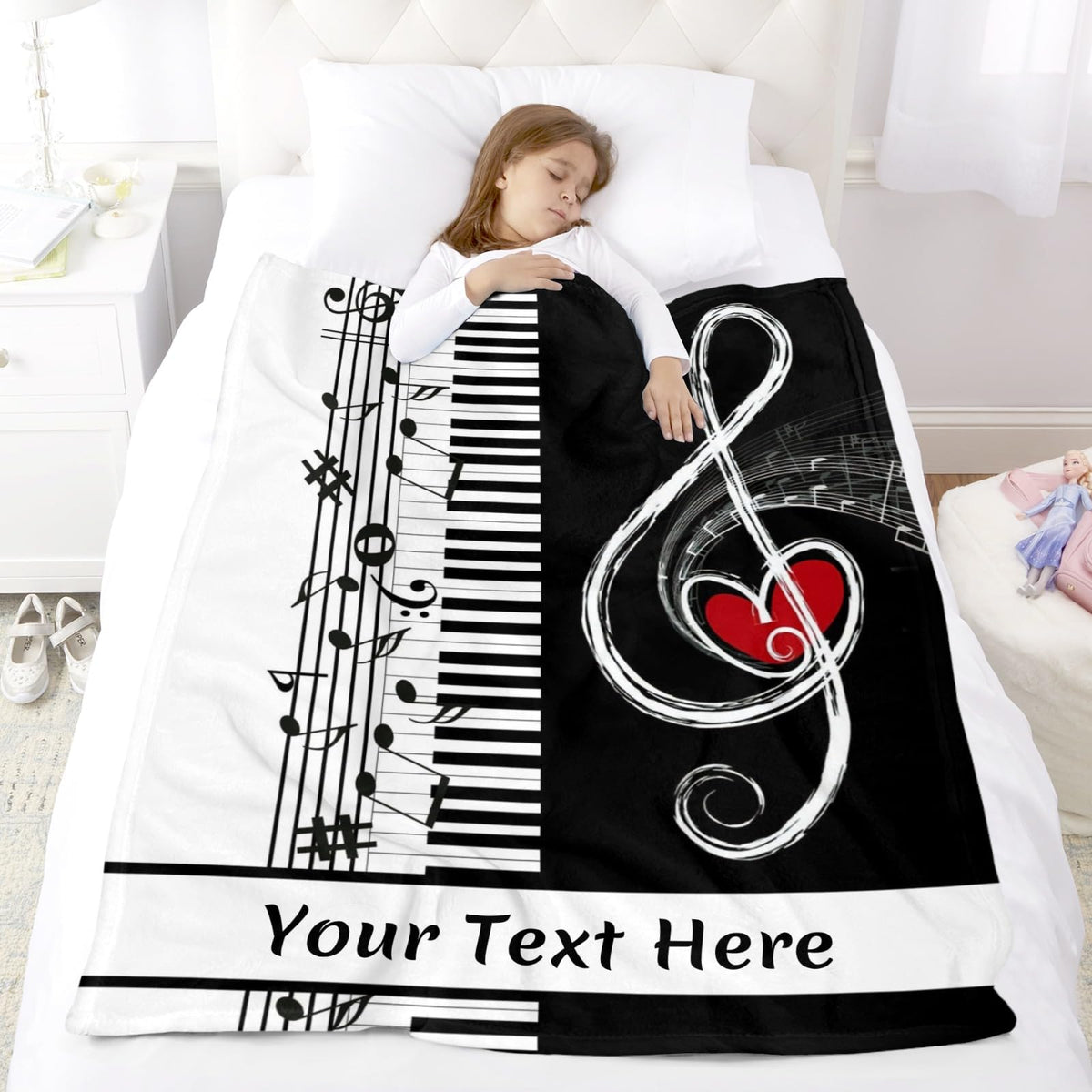Piano Note Blankets and Throws, Customized Blanket with Name, Soft and Comfortable, 30" x 40"