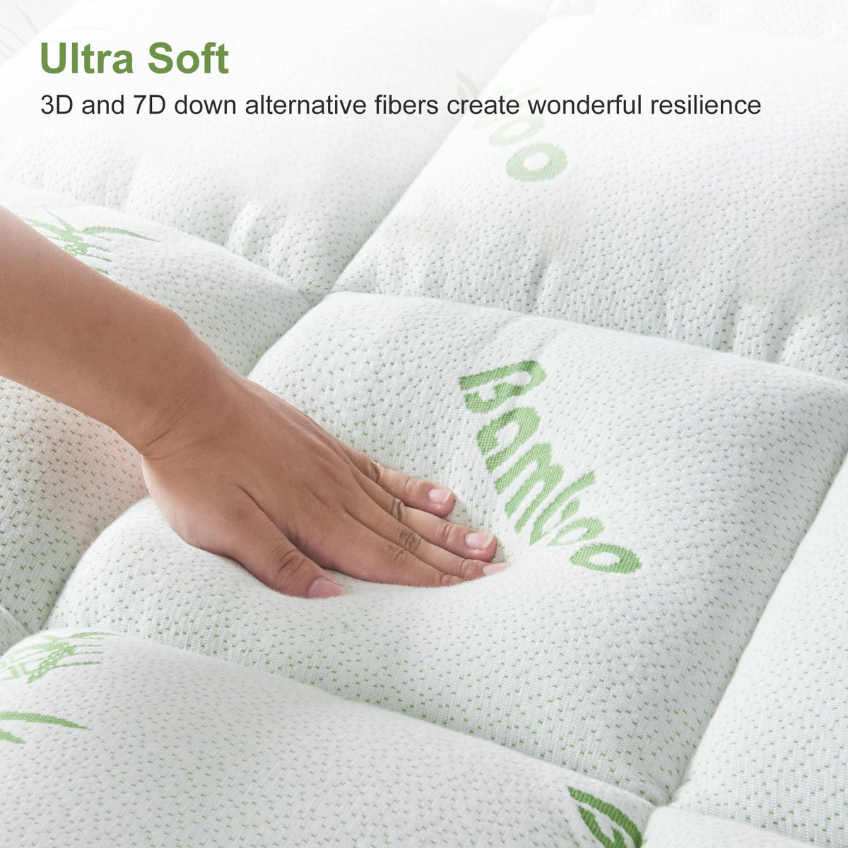 SurChic Queen Size Mattress Topper Viscose Derived from Bamboo, Soft Thick Pillow Top Mattress Pad Cover for Back Pain, Cooling Mattress Protector with 8-21 Inch Deep Pocket, White