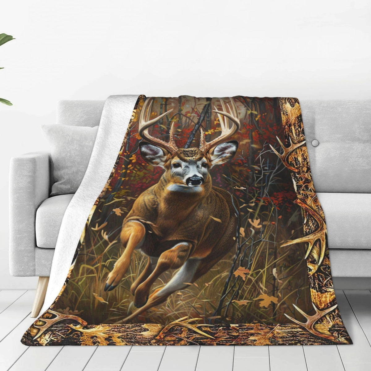 Deer Blanket Country elk Decor Throw Blanket Gifts for Girls Boys Deer Lover Winter Couch Bedding Super Warm Soft Plush Lightweight Fleece Flannel Bed Blanket for Kids Adults Men Women 50"X40"