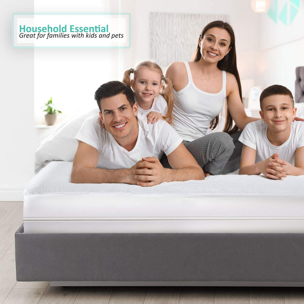 Nestl Premium Zippered Mattress Encasement - Water Proof King Mattress Protector - Cotton Terry Top Fits 15 Inches Deep - King