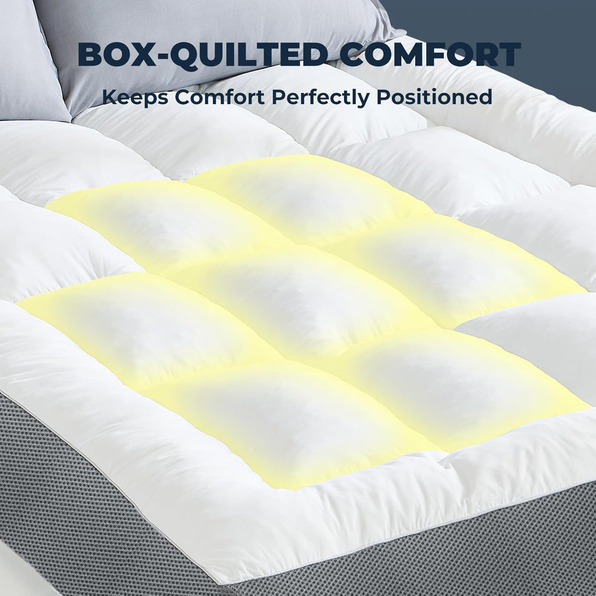 HYPREST 4 Inch Mattress Topper Queen, Thick Cooling Cotton Pillow Top with 2000 GSM Shredded Memory Foam - Soft & Supportive for Back Pain Relief,Non-Slip Bottom
