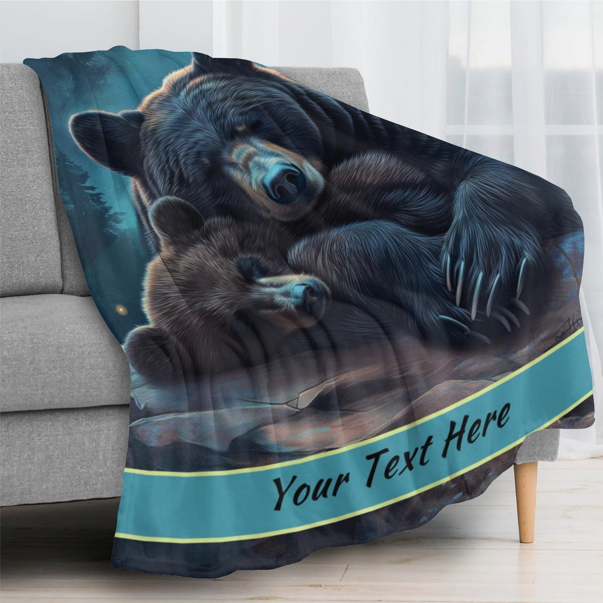 Custom Bear Blanket, Personalized Throw Blanket for Kids Girls, Fuzzy Soft Blanket Microfiber, 30" x 40"