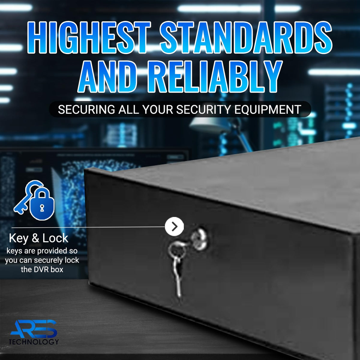 ARES VISION DVR Lock Box 15" x 15" x 5" β Heavy Duty 16 Gauge Steel Security Enclosure with Fan, Lock & Key, Cable Knockouts β Secure NVR, Router, AV Equipment for Home & Commercial Use