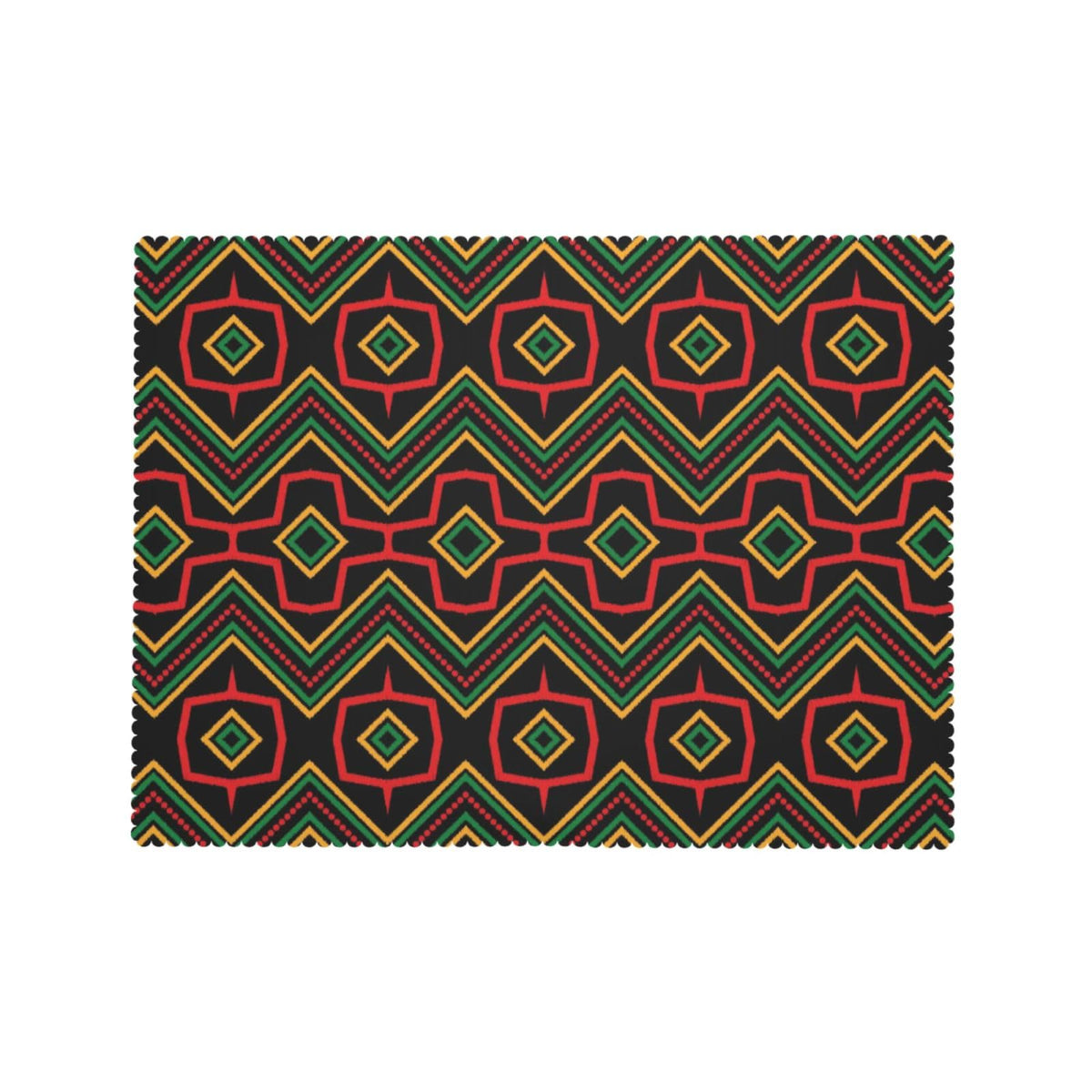 GOUROISE Ethnic African Ikat Print Rectangular Tablecloth, African Ethnic 54x72 Inch Wavy Lace Border Polyester Table Cloth for Dining, Kitchen, Parties