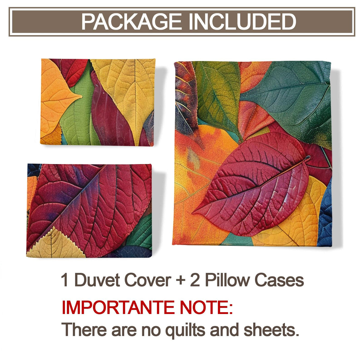 ZAMODE Autumn Leaf Duvet Cover Oversized King Size, Multicolor Fallen Leaves Comforter Cover 120" x 98", Fall Leaves Bedding Set with 2 Pillowcases