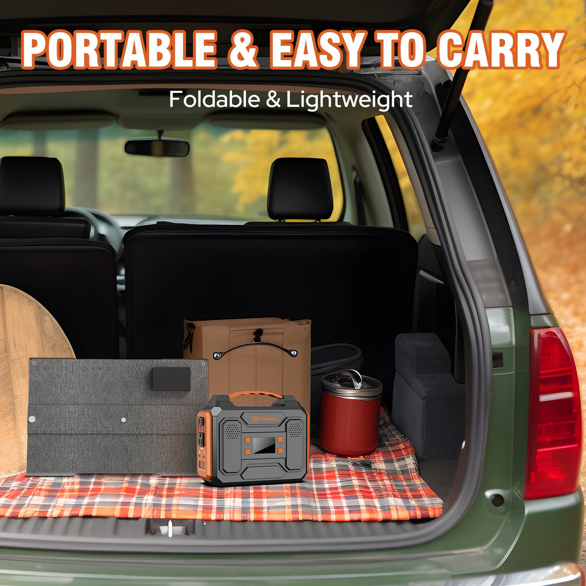 Portable Power Station 300W with Solar Panel 60W Foldable, 110V AC Outlet Camping Solar Power Bank Generator with Panels, 100W USB C Power Bank Fast Charging for Laptop Smart Devices RV Van Outdoor