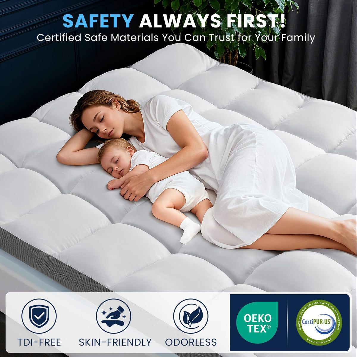LIANLAM 5 Inch Dual Layer Memory Foam Mattress Topper - 2.5 Inch 1500GSM Fluffy Soft Pillow Top Mattress Cover and 2.5 Inch Cooling Gel Memory Foam for Back Pain Relief (Twin XL, 39"x80")