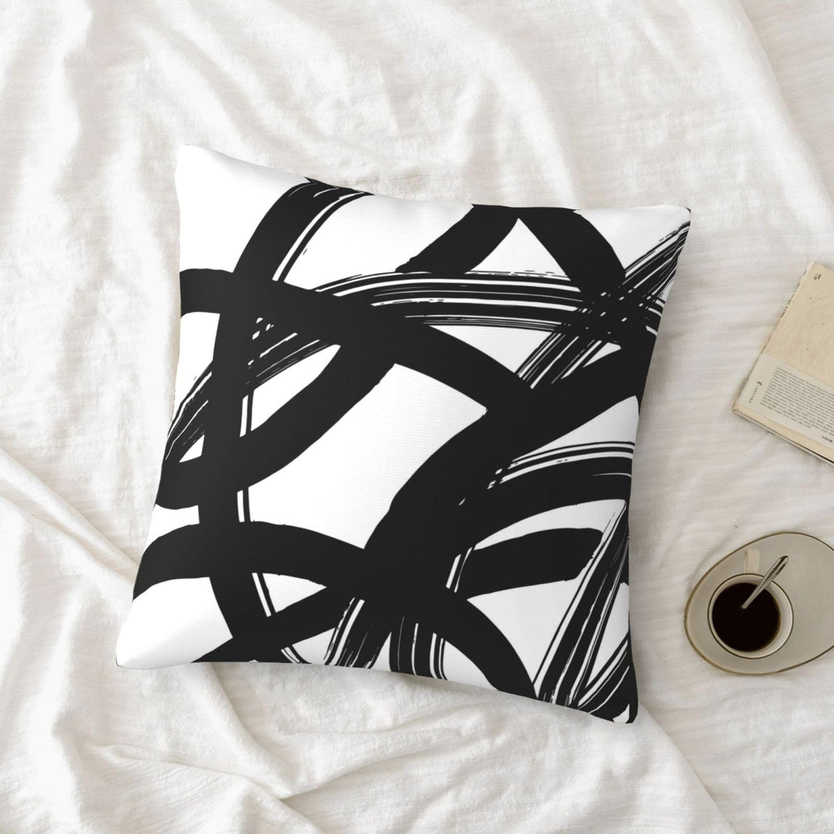 Lcokin Black and White Striped Throw Pillow Covers 18x18 in Set of 2, Decorative Abstract Art Boho Line Outdoor Pillow Case Square Cushion Covers for Farmhouse Sofa Bed Couch Living Room