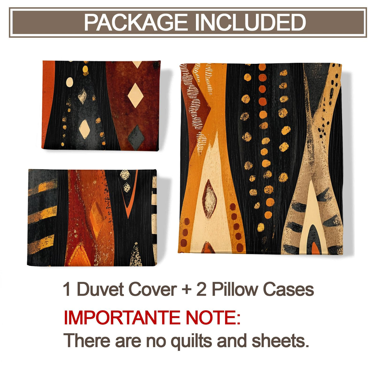 GKPLY Tribal Geometric Bedding Duvet Cover, Ethnic Abstract Comforter Set with Zipper, Boho African Duvet Cover Twin, 3 Pieces with 2 Pillowcases, Reversible Earth Tone Bedding