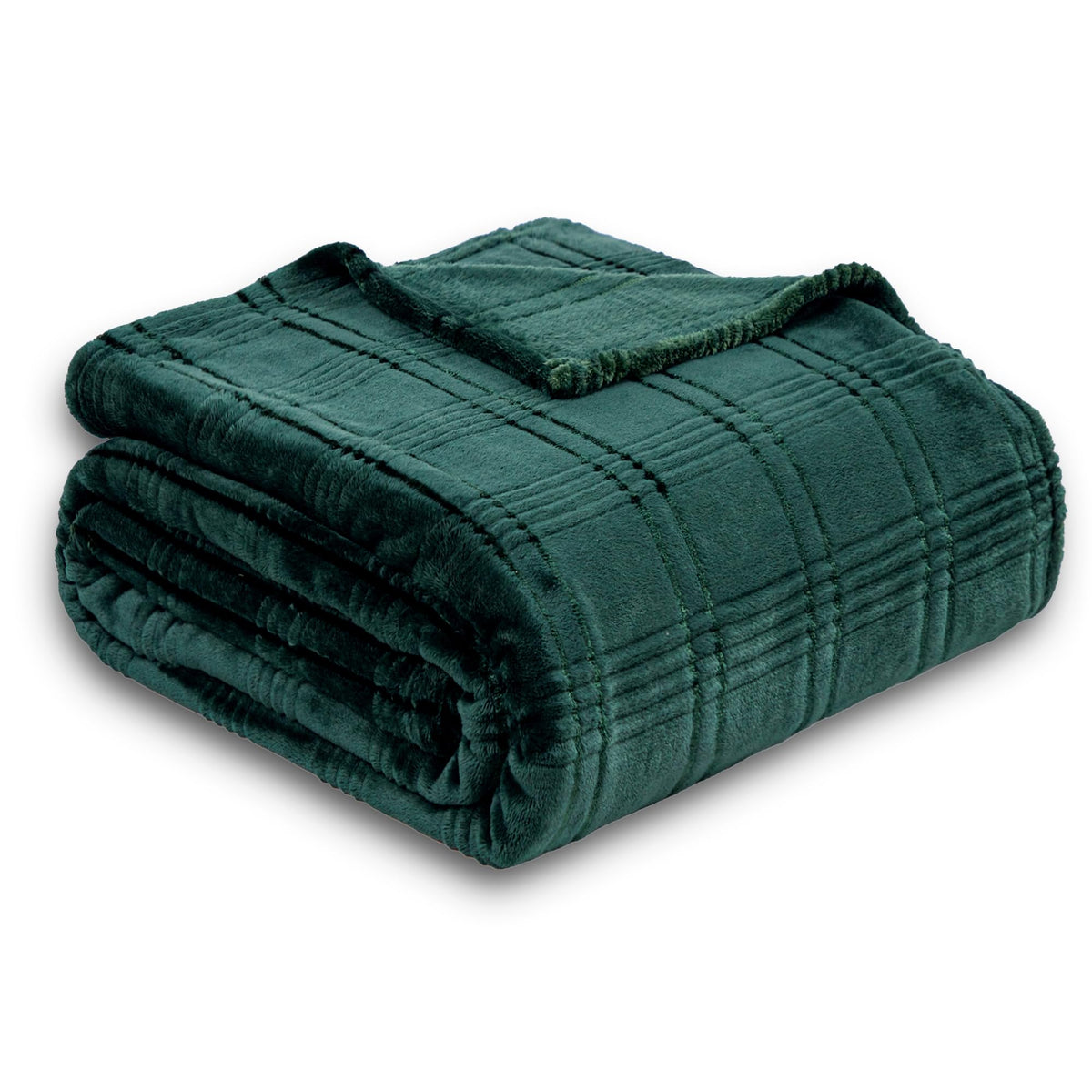 Serenhom Soft Cozy Plaid Fleece Twin Siz Blanket, 60x80 Inches – 3D Jacquard Diamond Design, Lightweight Blanket for Couch, Sofa, Camping & Travel, Forest Green