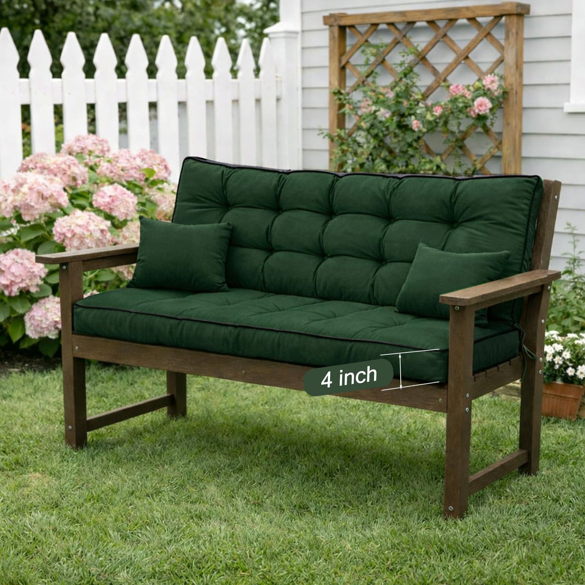 Kerkrot Porch Swing Cushions, Waterproof & Fade Resistant Outdoor Swing Cushion 55 Inch, Swing Cushions 3 Seater Replacement for Outdoor Furniture, Patio, Garden (Green, 55 x 40 inch)