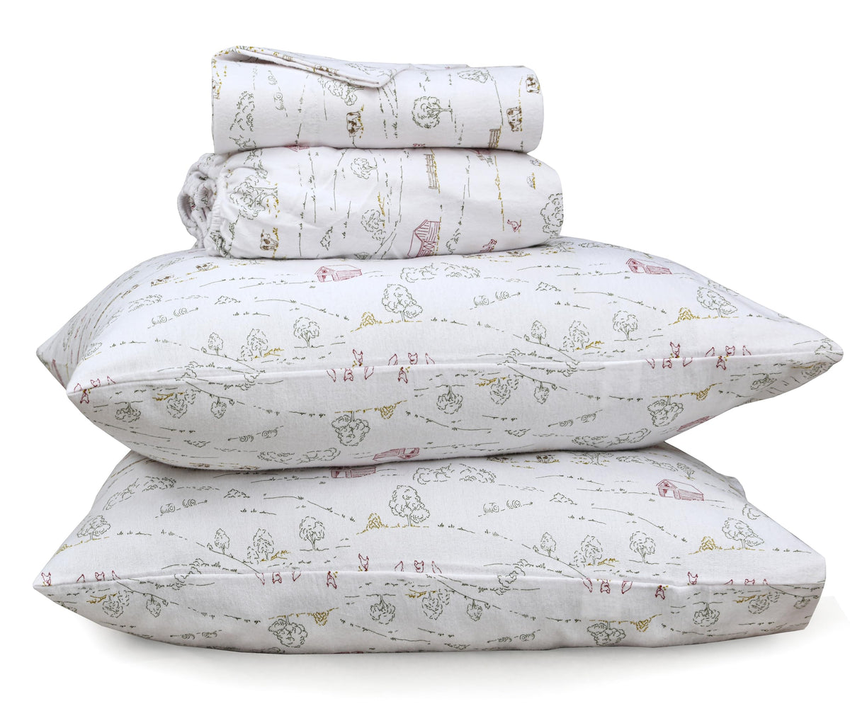 RUVANTI Flannel Sheets Queen Size - 100% Cotton Double Brushed Bed Sheets, Deep Pockets 16 Inches Queen Sheet Set, All Seasons Breathable & Extra Soft - Warm & Cozy, 4 Piece, Rustic Homestead
