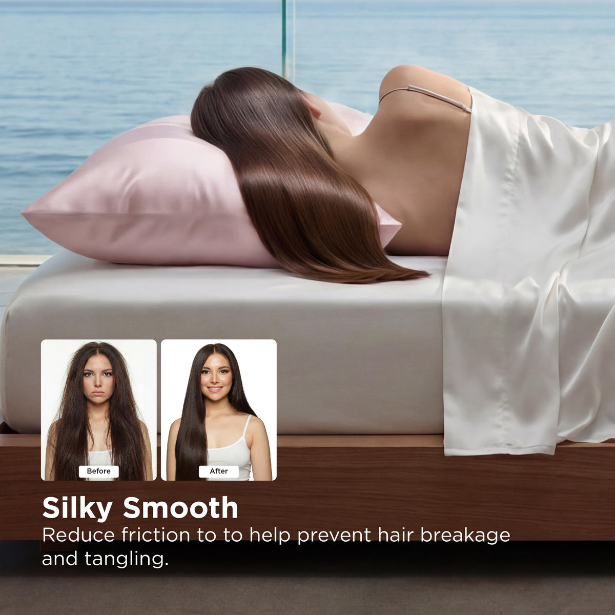 Bedsure Cooling Comforter Bundle Cooling Pillow Cases for Hot Sleepers with Dual-Sided Cool Tech, 2 Pack HA & Ceramides Infused Silky Cooling Pillowcases Soft for Skin & Hair, Blue & Pink, King Size