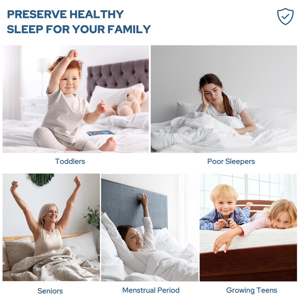 BEDLORE Waterproof Mattress Protector, Full Size Noiseless Mattress Pad with Deep Pocket 6"-15" Depth, Soft Breathable Bed Mattress Cover Washable for Home, Bedroom, Hotel (Navy Blue)