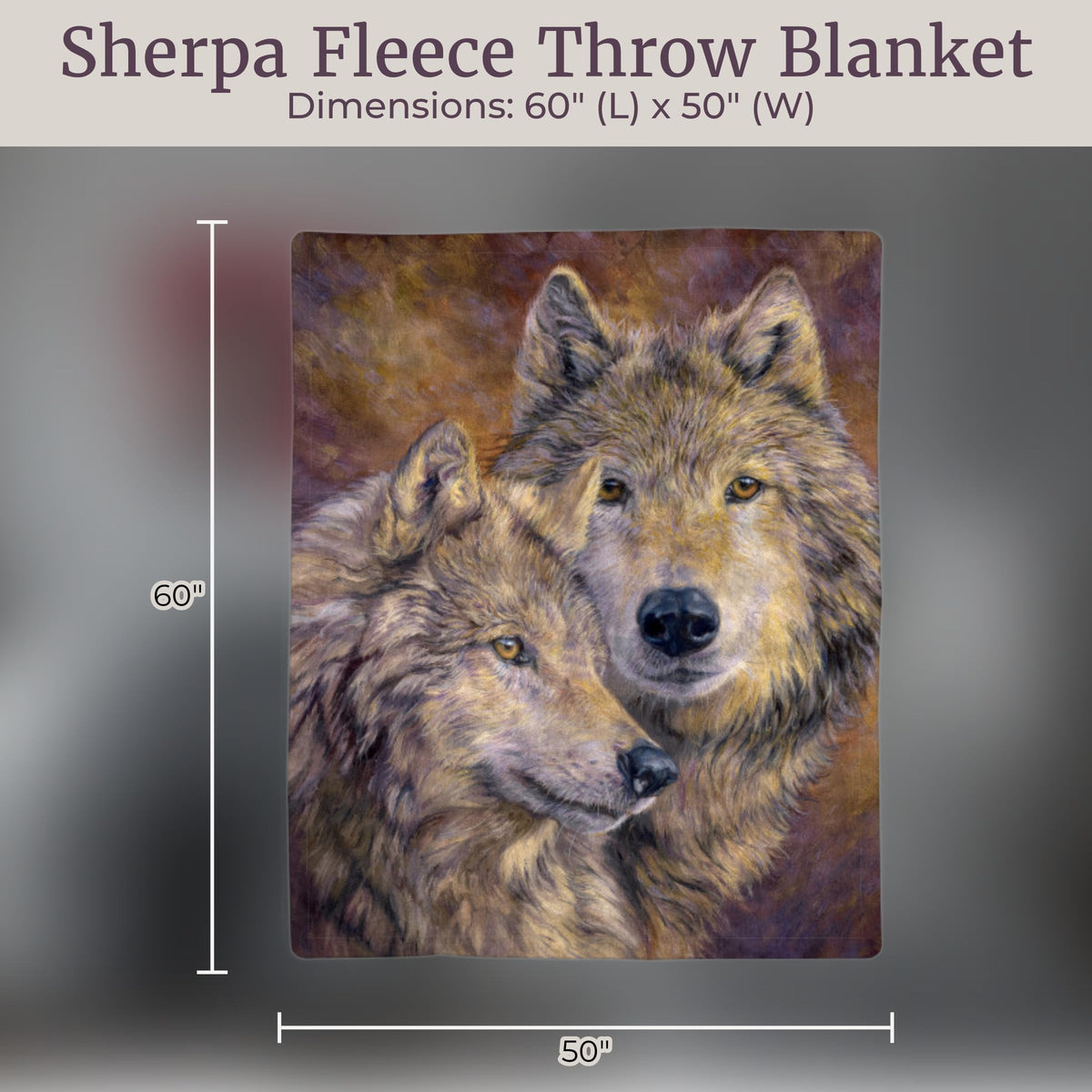 Sherpa Fleece Throw Blanket - Wolf Print Pattern, Lightweight Hypoallergenic Bed or Couch Soft Cozy Plush Blanket for Adults and Kids by Lavish Home