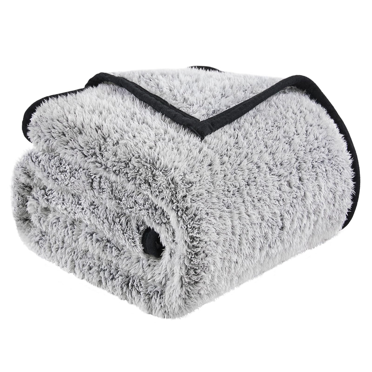EMME Soft Sherpa Fleece Blanket Reversible Plush Fluffy Large Blanket, Light Weight Warm Decorative Boho Blanket Cover for Sofa, Couch, Bedroom,Travel(Black,50"x60")